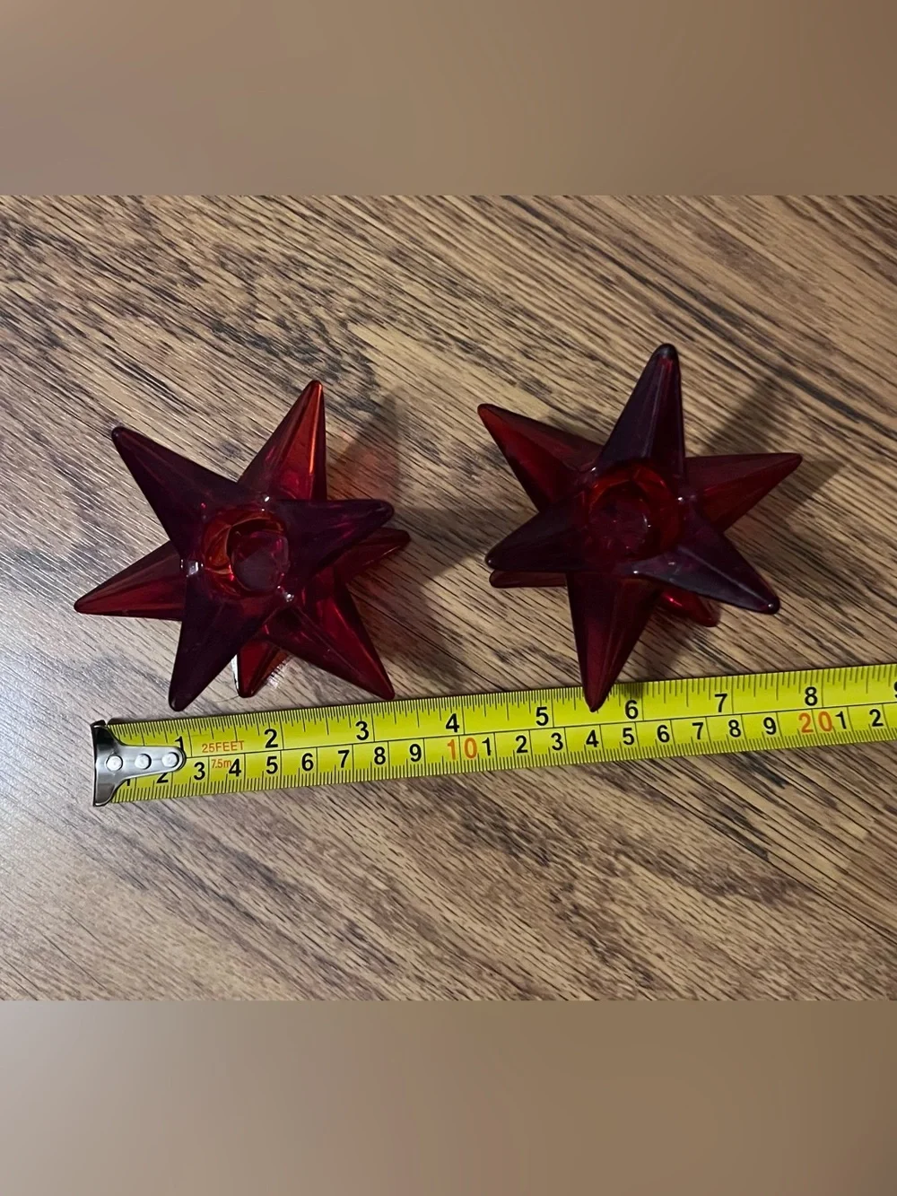 Red Glass Star Candle Holders classic eccentric vibrant halloween chic eclectic
